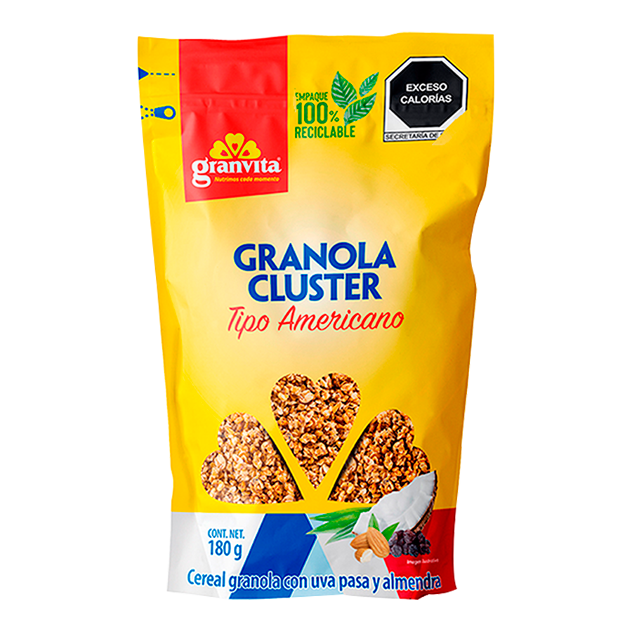 Granola con uva pasa y almendra tipo americano Granvita de 180 grs.