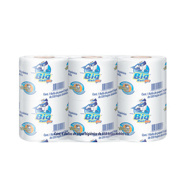 Papel higiénico Big Roll plus 550 hojas, 6 pzas.