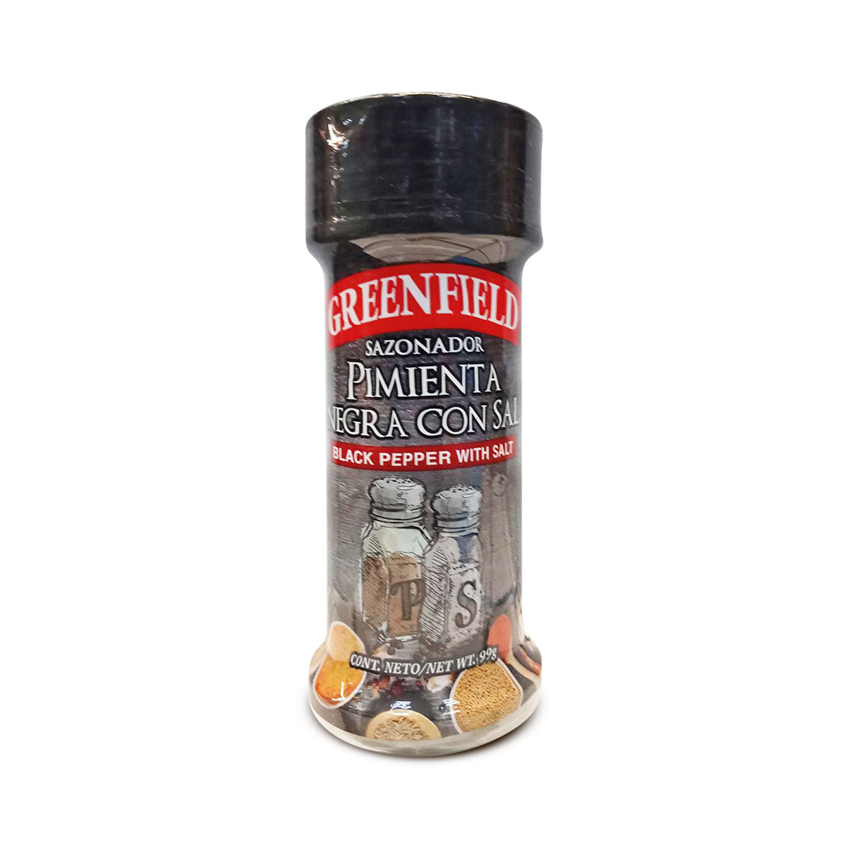Greenfield condimento de pimienta negra y sal 99 grs.