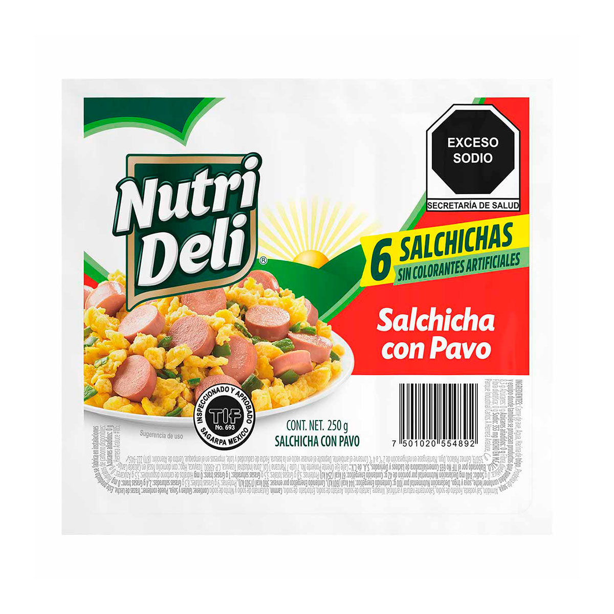 Salchicha de pavo NutriDeli 250 grs.