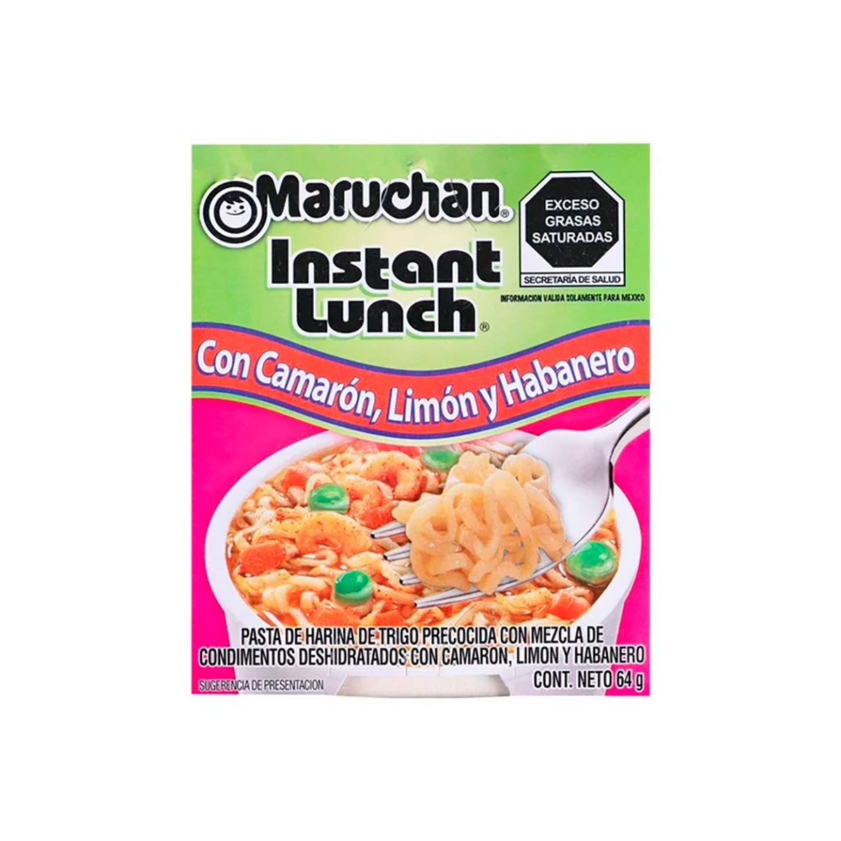 Sopa Maruchan con camarón, limón y habanero 64 grs.