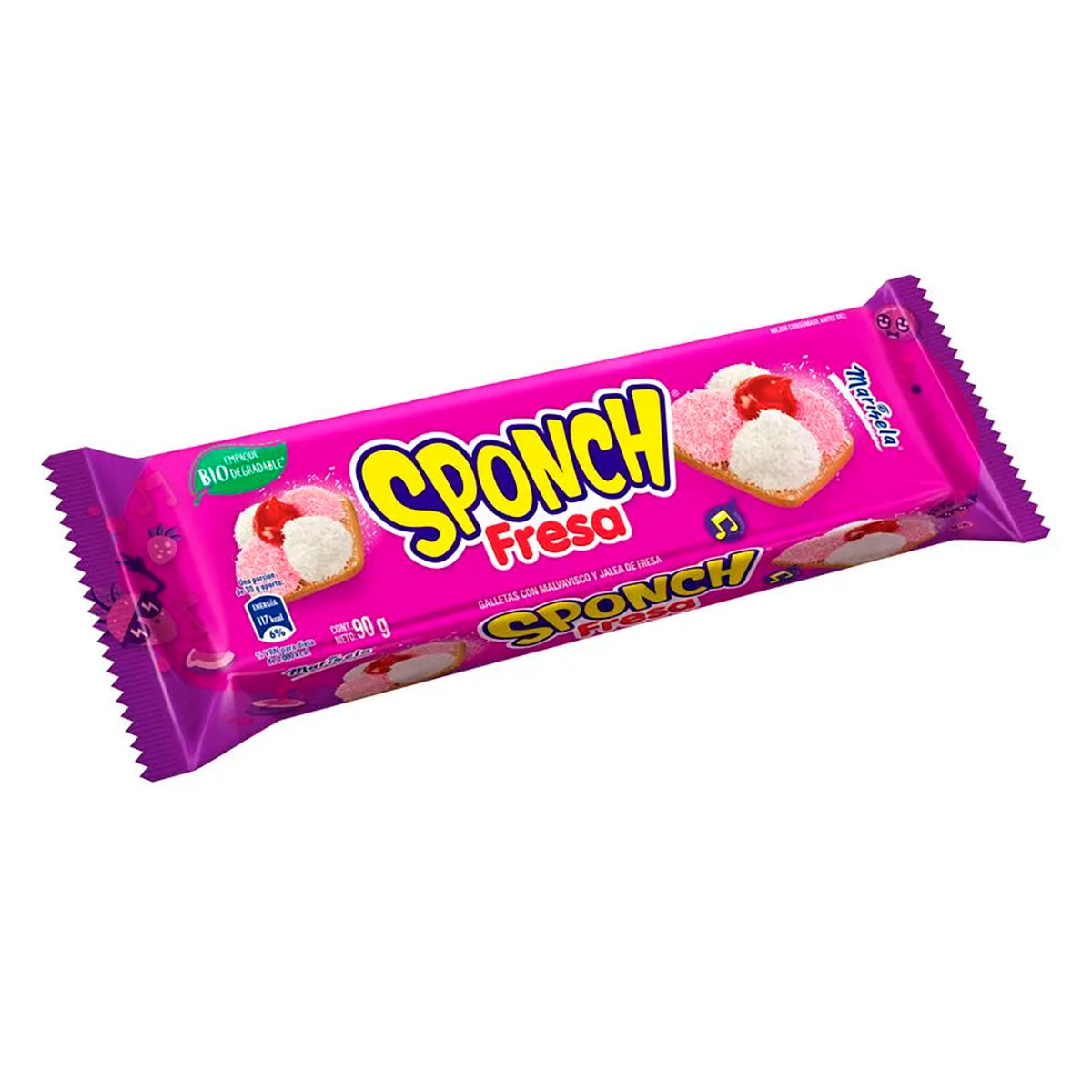 Galleta Sponch sabor fresa Marinela de 90 grs.