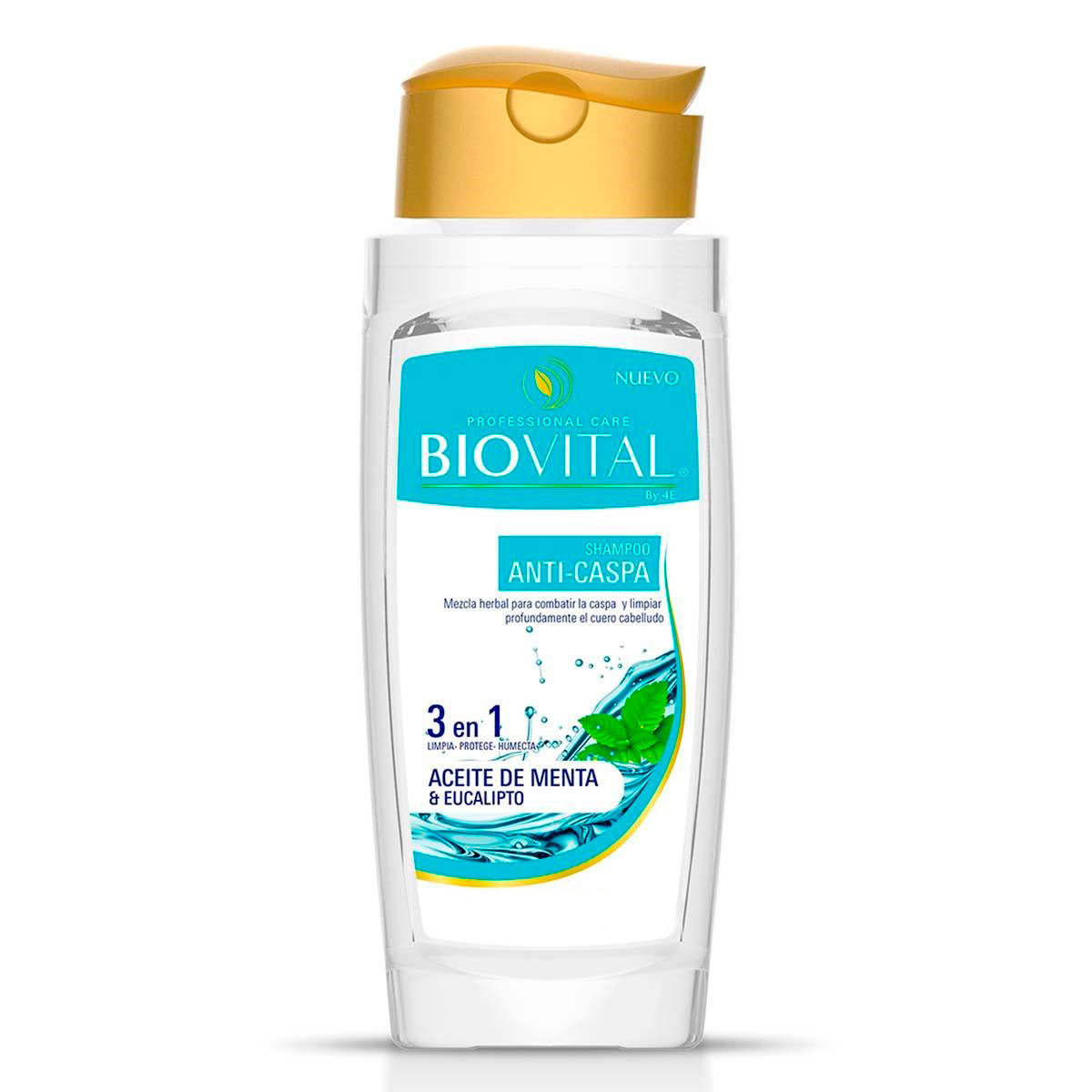 Shampoo BioVital anti caspa con aceite de menta y eucalipto de 500 ml.