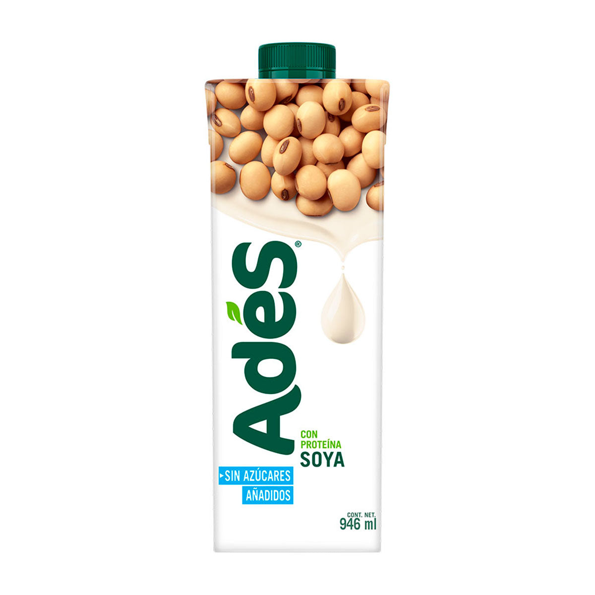 Bebida de soya Ades sabor natural de 946 ml.