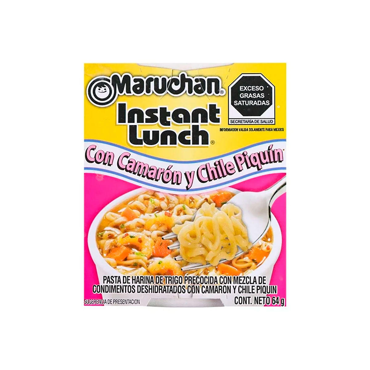 Sopa Maruchan camarón con chile piquín 64 grs.
