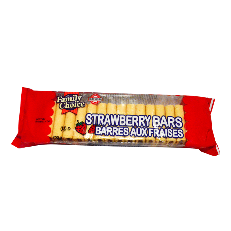 Barras rellenas Family Choice sabor fresa de 255 grs.