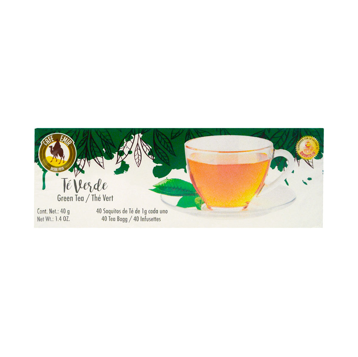 Té verde Emir caja con 40 sobres de 40 grs.