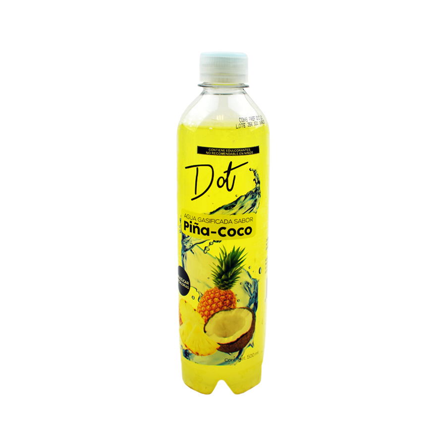 Agua gasificada sabor piña coco Dot 500 ml.