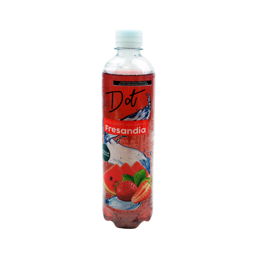 Agua gasificada sabor fresa sandía Dot 500 ml.