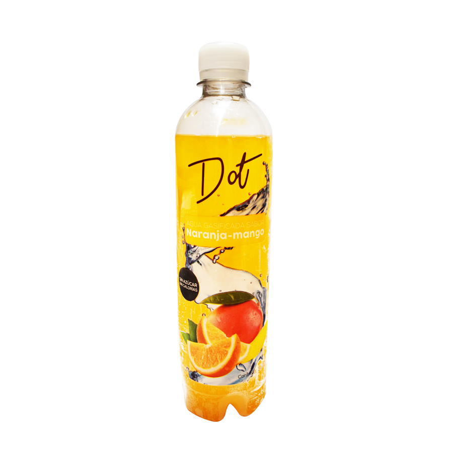 Agua gasificada sabor naranja mango Dot 500 ml.