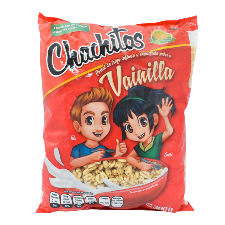Cereal Chachitos trigo inflado sabor vainilla 300 grs.