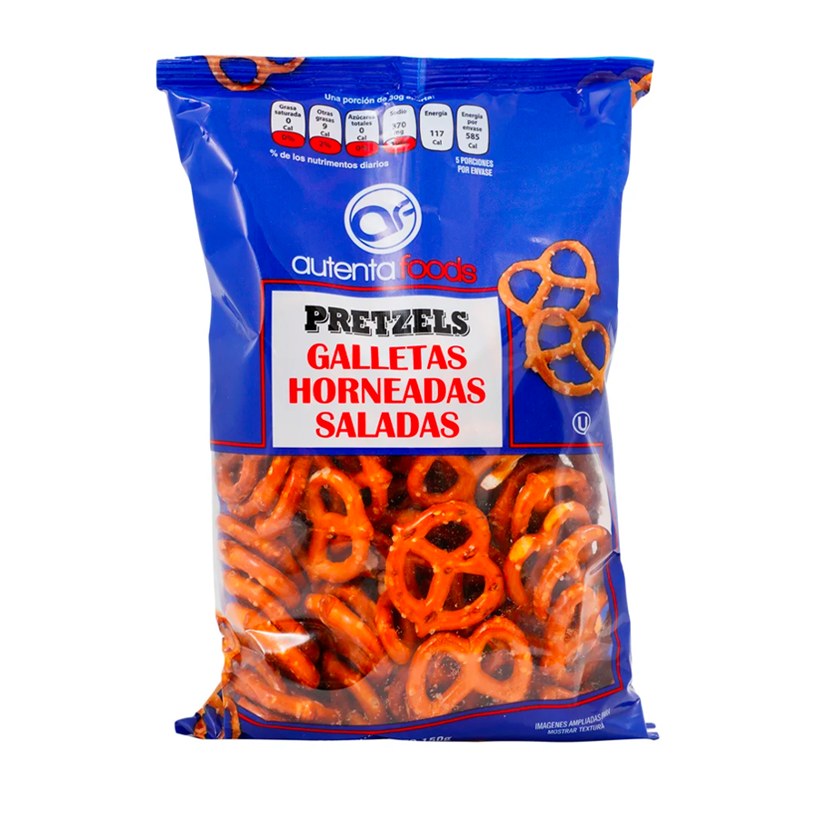 Pretzels galletas horneadas saladas 150 grs.