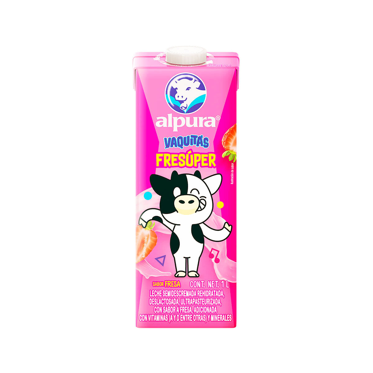 Leche sabor fresa Alpura Vaquitas 200 ml.