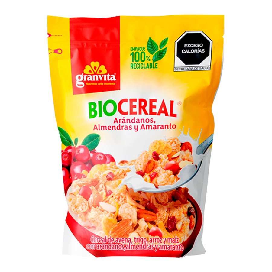 Biocereal con arándanos, almendras y amaranto, Granvita de 180 grs.