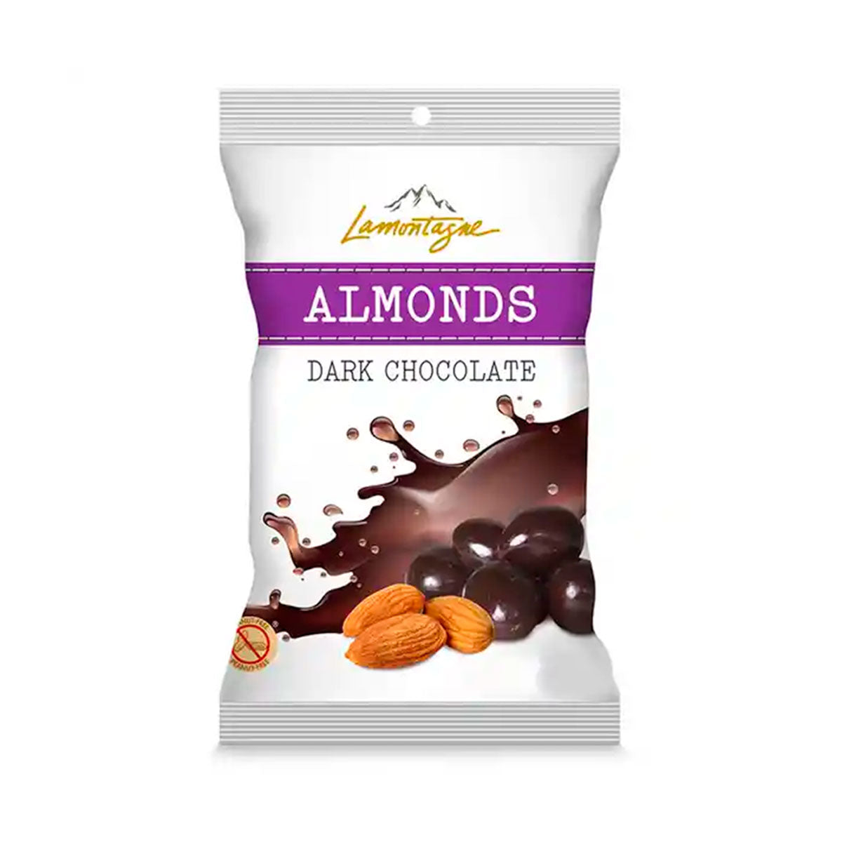 Almendra cubierta con chocolate negro Montagne de 56.7 grs.