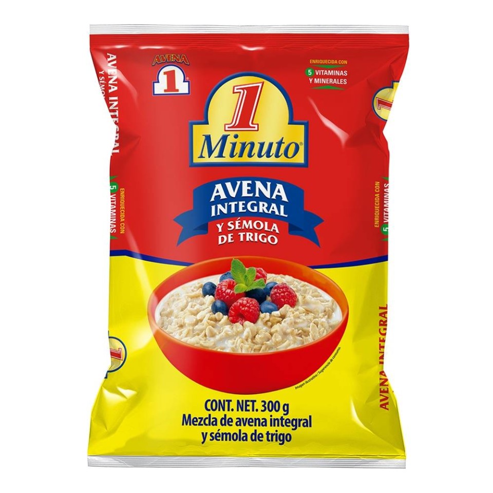 Avena integral y semola de trigo 1 Minuto de 300 grs.