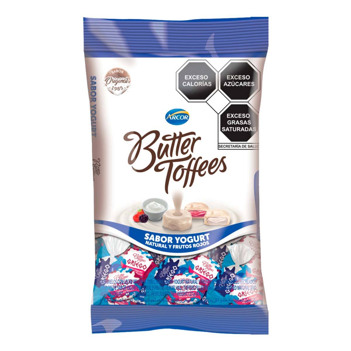 Butter Toffees Arcor sabor yogurt natural y frutos rojos de 126 grs.