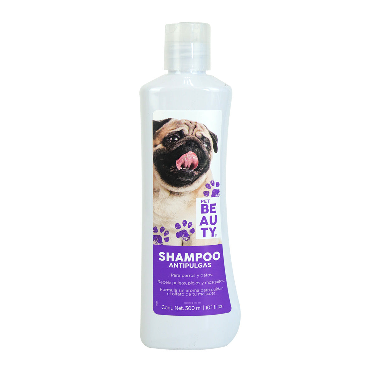 Pet Beauty shampoo antipulgas de 300 ml.