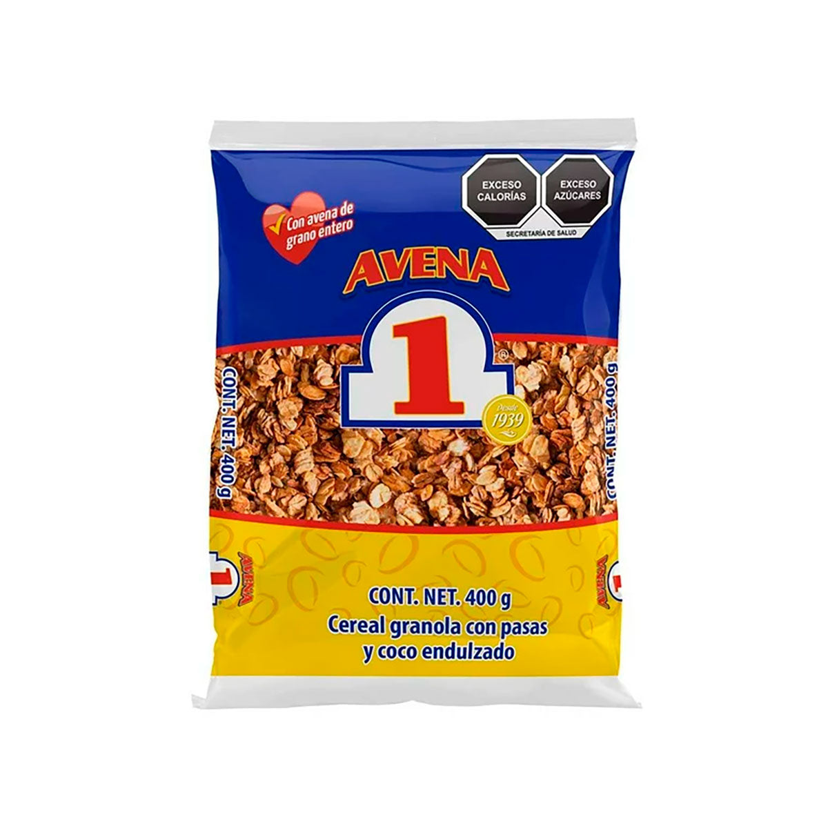 Granola N1 con pasas y coco de 400 grs.
