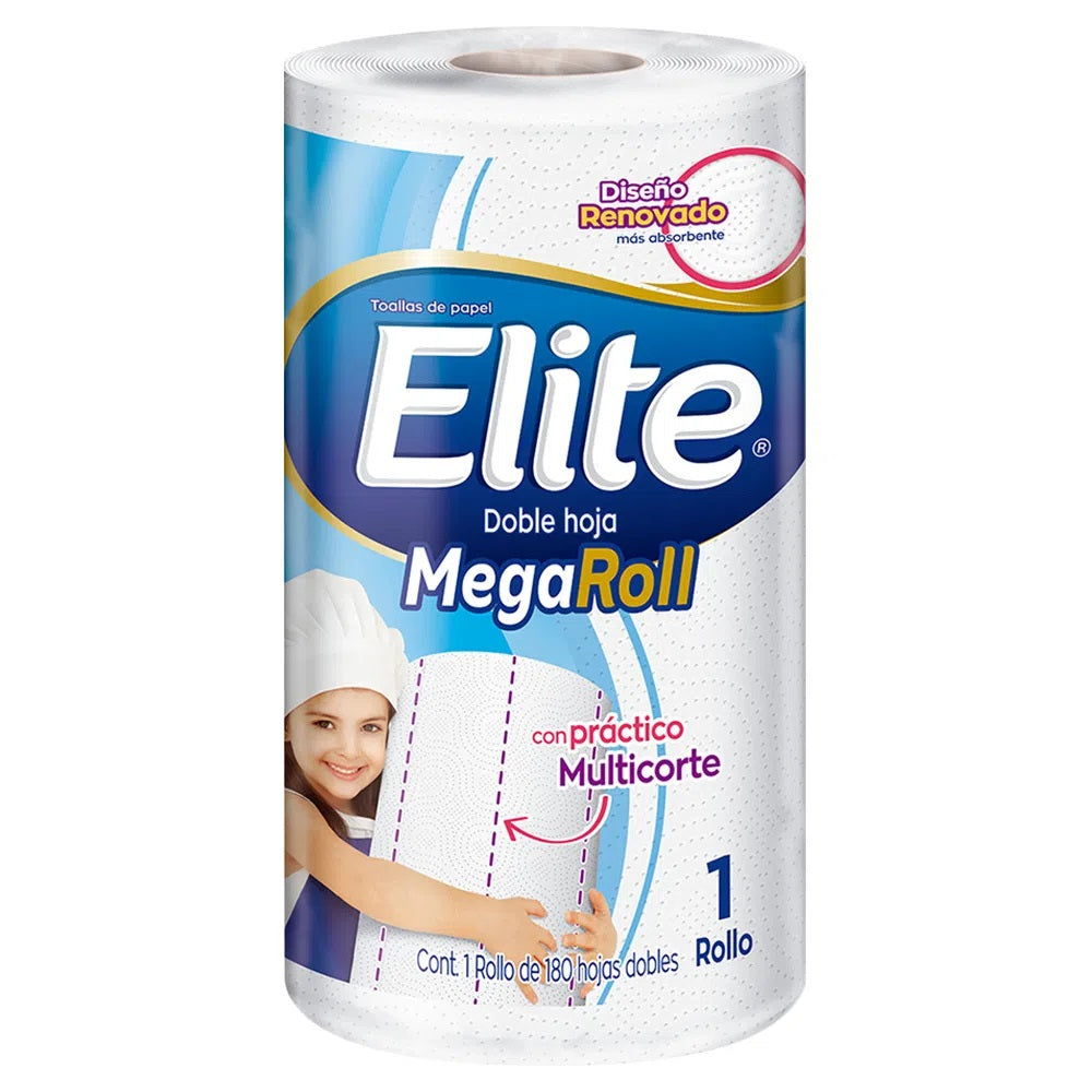 Elite megaroll toallas de cocina 1 rollo 160 hojas dobles.