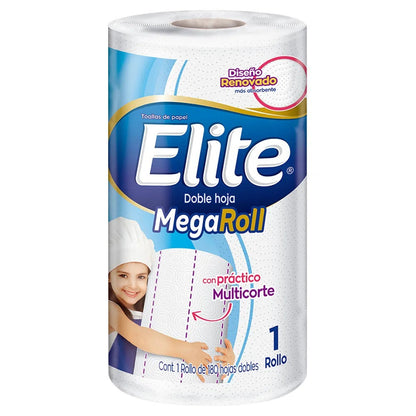 Elite megaroll toallas de cocina 1 rollo 160 hojas dobles.