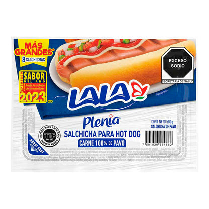 Salchicha de Pavo Lala Plenia para Hot Dog de 500 grs.
