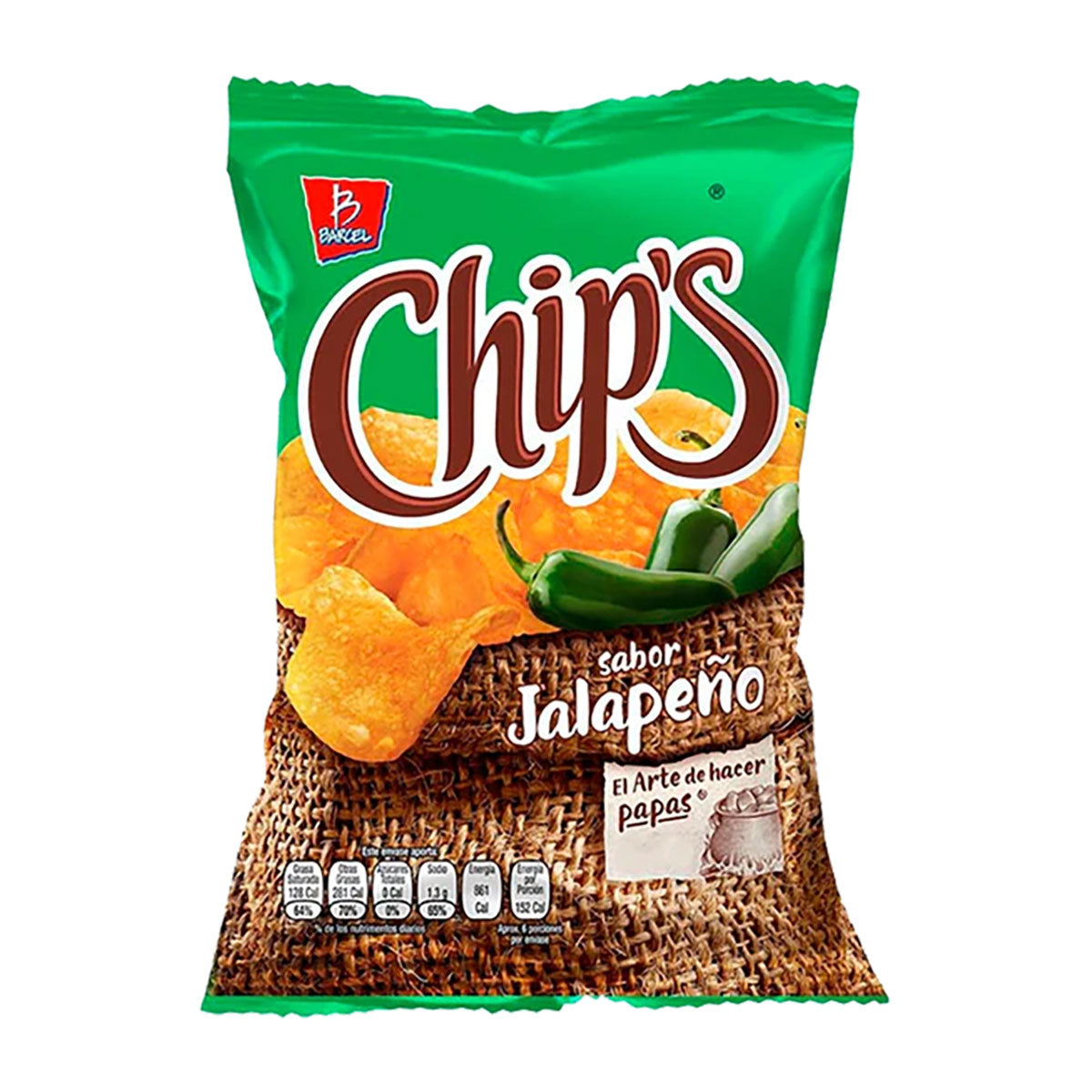 Papas Chips sabor jalapeño Barcel 60 grs.