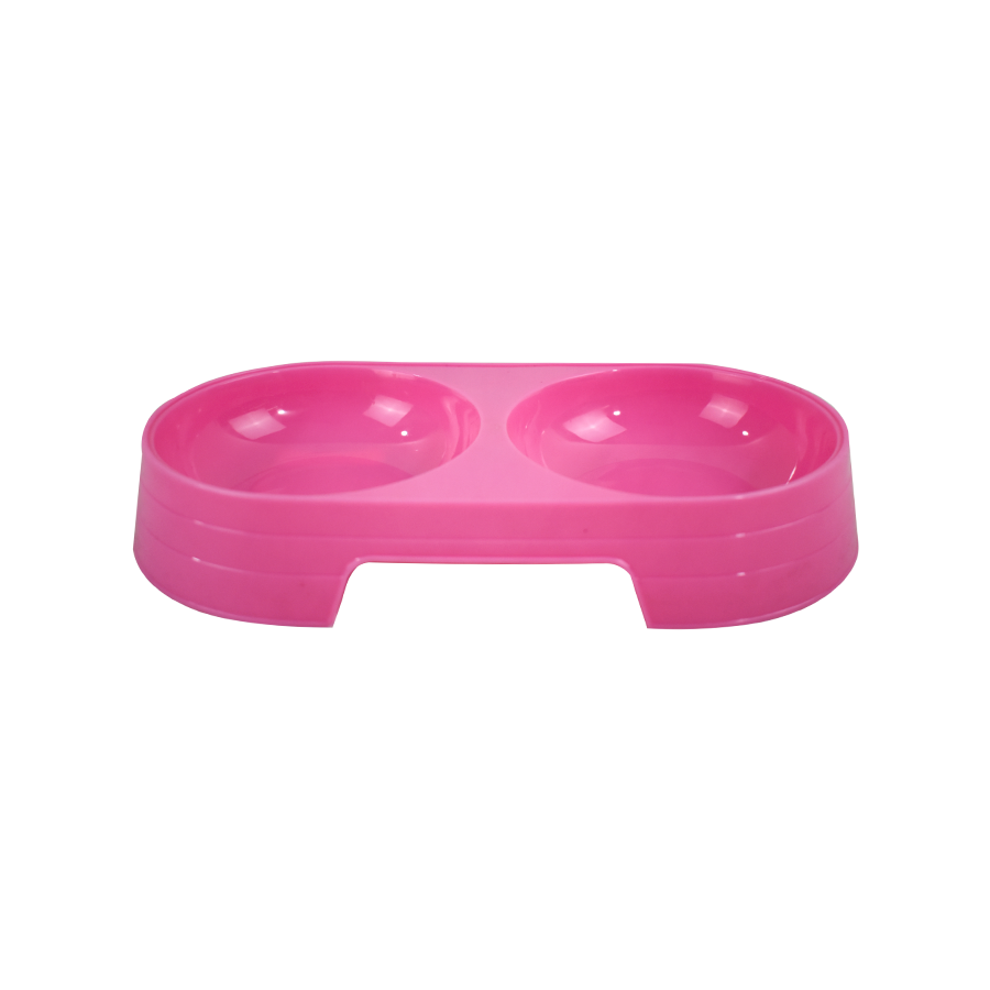 Plato para mascota con división color rosa.