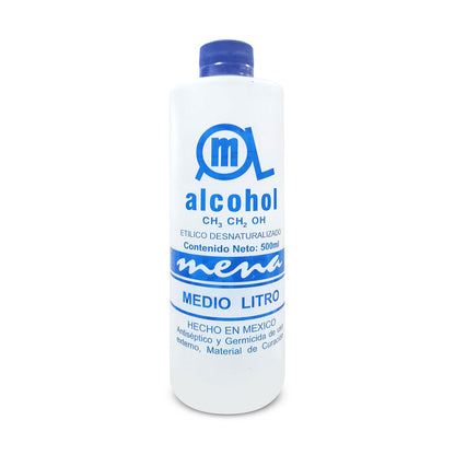 Alcohol etí­lico desnaturalizado de 500 ml.