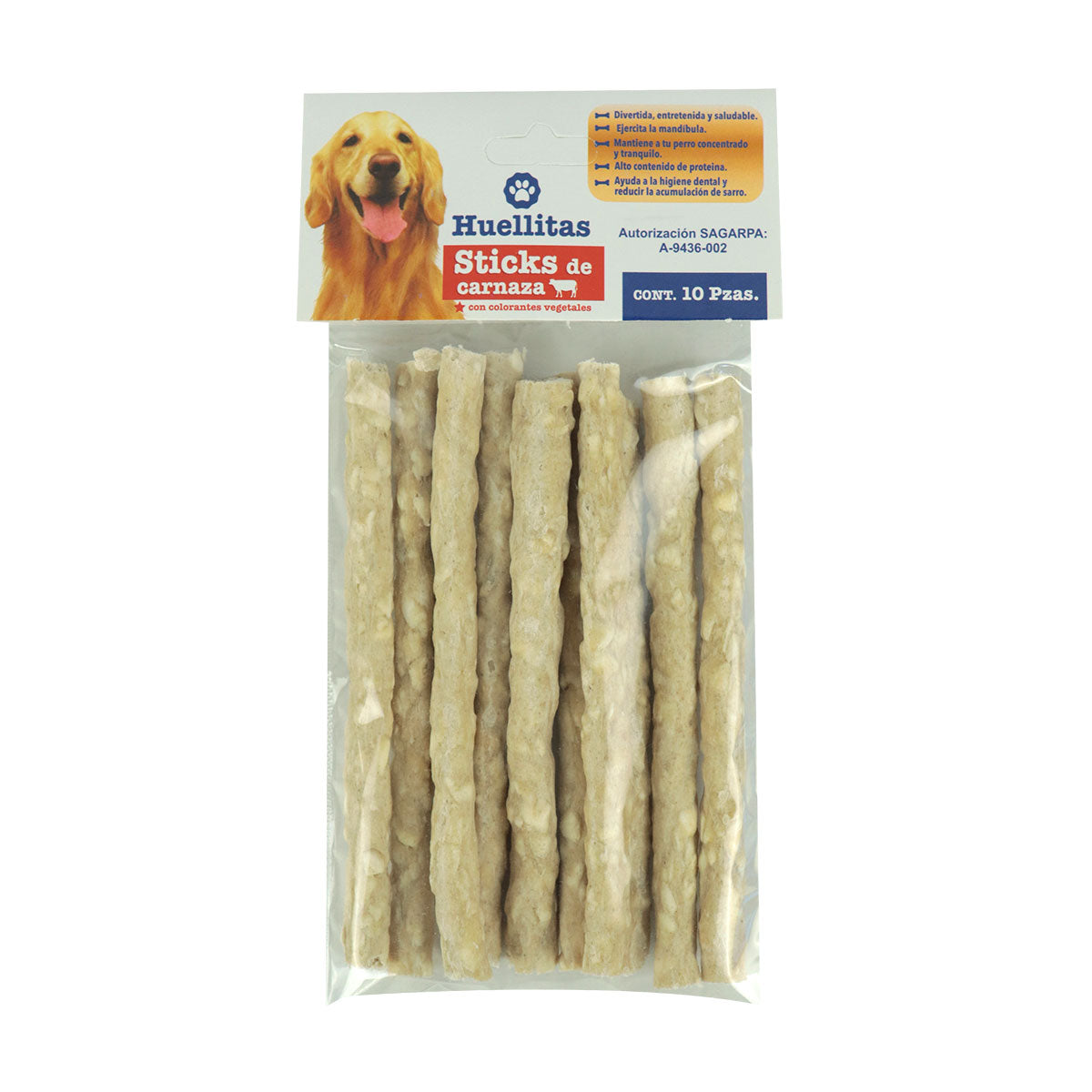 Huellitas Sticks de carnaza con 10 pzas.
