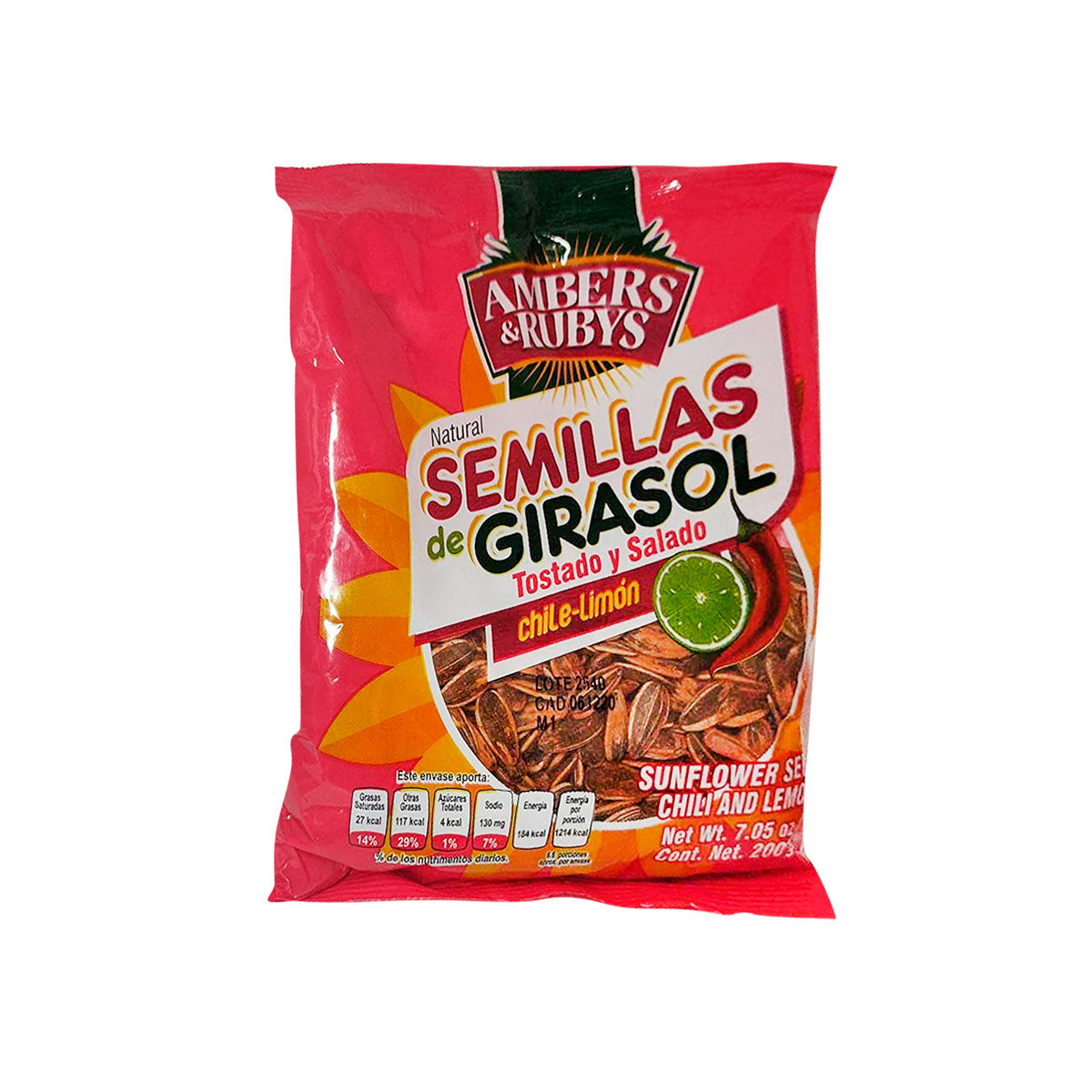 Semillas de girasol chile y limón 180 grs.