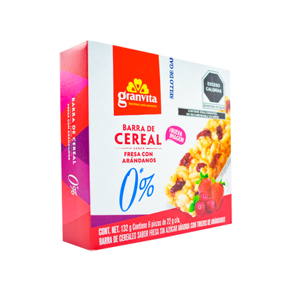 Barra de cereal sabor fresa con arándanos Granvita 132 grs.
