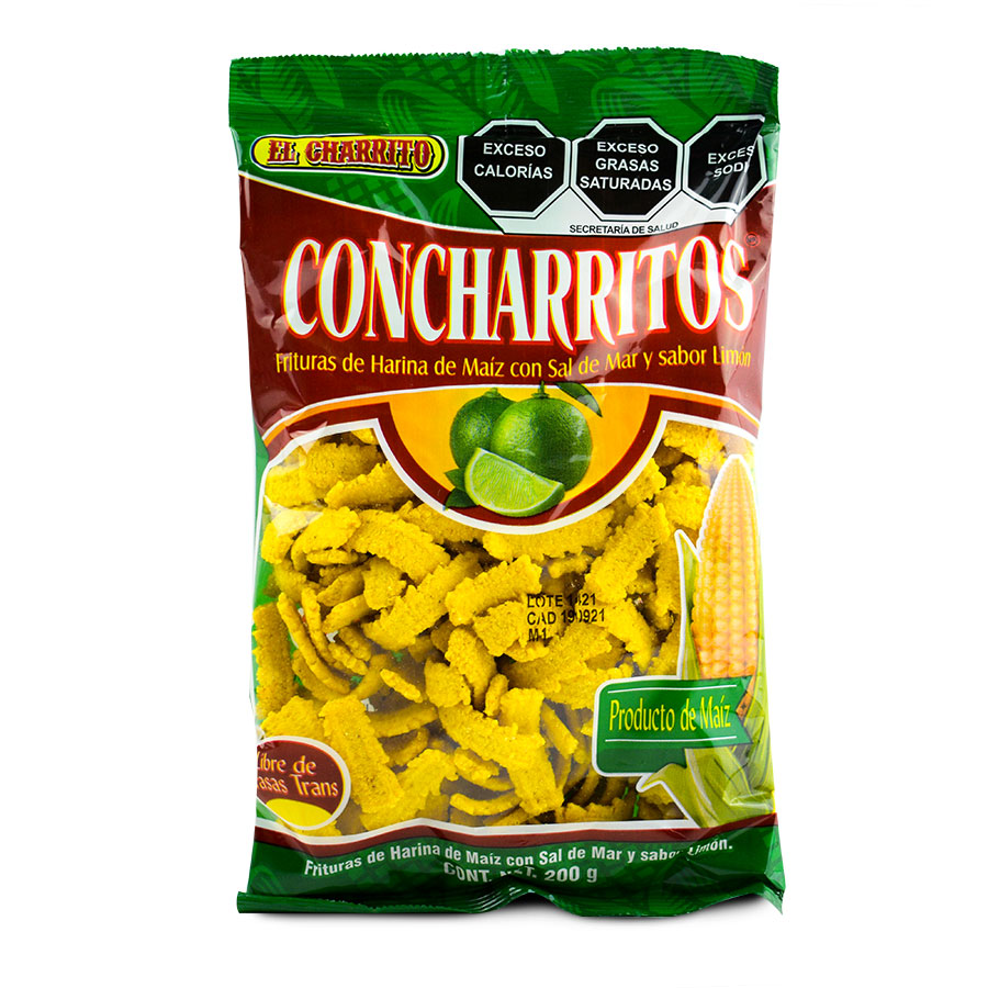Frituras de harina de maíz con sal de mar y limón, El Charrito 200 grs.