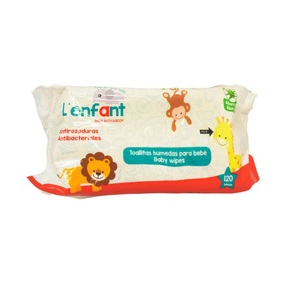Toallitas húmedas para bebé Lenfant 120 pzas 35 grs.
